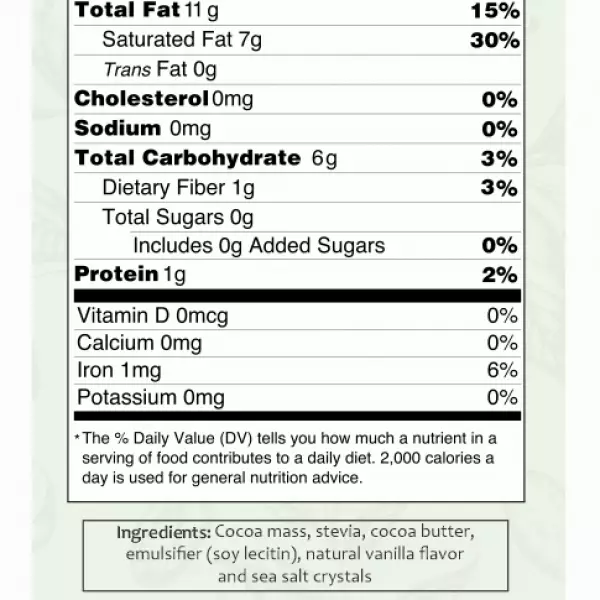 Chocolate 80% cocoa SEA SALT - 1.76oz with STEVIA - Gluten Free - Vegan - Sugar Free - Milk Free