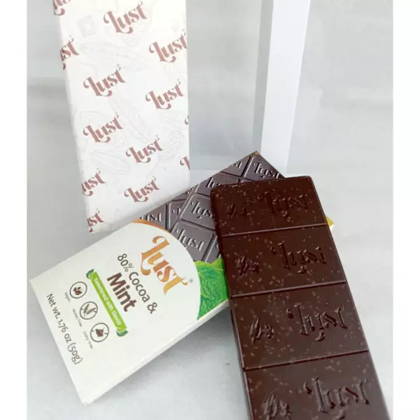 Chocolate 80% cocoa with MINT - 1.76oz with STEVIA - Gluten Free - Vegan - Sugar Free - Milk Free