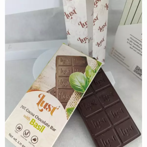 Chocolate with BASIL 70% cocoa - 2.11oz - Gluten Free - Vegan - Milk Free