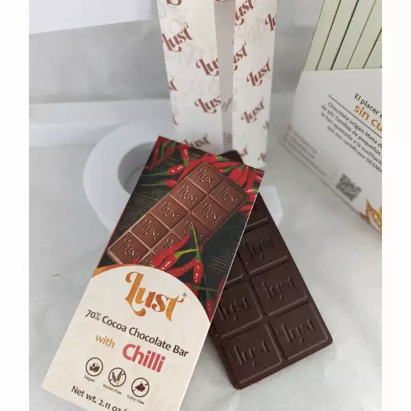 Chocolate with CHILLI 70% cocoa - 2.11oz - Gluten Free - Vegan - Milk Free