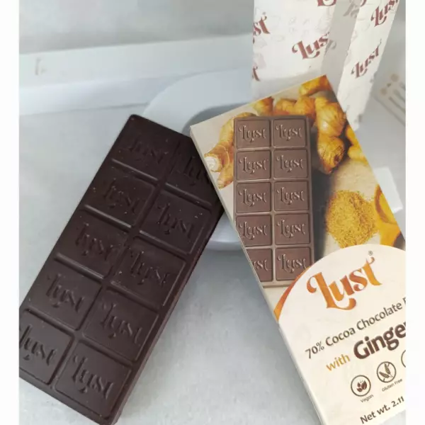 Chocolate with GINGER 70% cocoa - 2.11oz - Gluten Free - Vegan - Milk Free