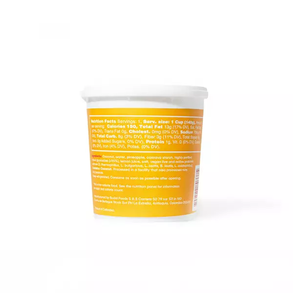 Coconut Yogurt Alternative Piña Colada - 4.9 oz. Vegan, Dairy/Soy/Gluten-Free. With Probiotics.