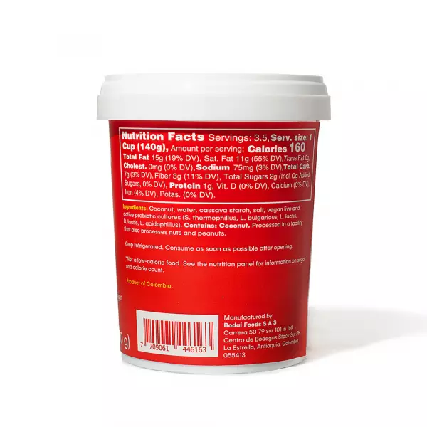 Coconut Yogurt Alternative Plain Unsweetened - 17.6oz. Vegan, Dairy/Soy/Gluten-Free. With Probiotics