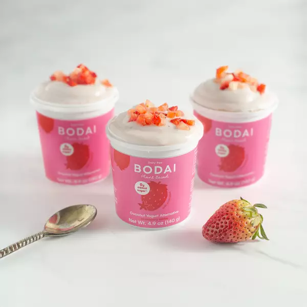 Coconut Yogurt Alternative Strawberry Vanilla 4.9 oz. Vegan, Dairy/Soy/Gluten-Free. With Probiotics