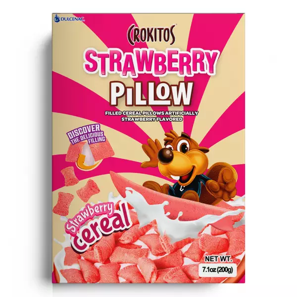 Crokitos | Pillow shaped cereal with strawberry flavored filling | 7.1 oz