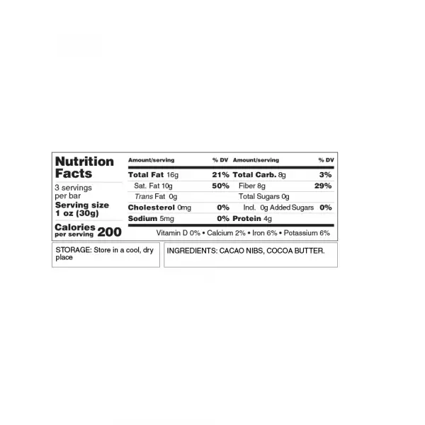 Dark Chocolate Bar 100% Cacao - 3Oz (90G)