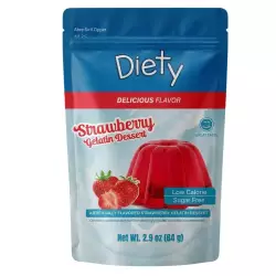 Diety - Gelatin with no added sugar, Diety brand, 84 g, strawberry flavor, low in calories E