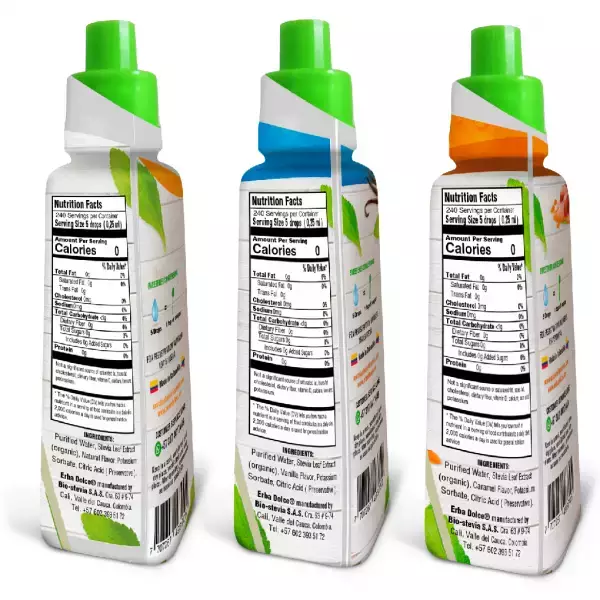 Erbadolce | Stevia liquid | sweetener pack of 3flavors. E.