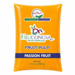 Frucongsa-Passion Fruit- Pulp-400 g per unit-Zero sugar-No artificial colors-No artificial flavors