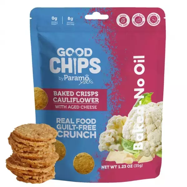Good Chips by Paramo Snacks | Baked Cauliflower Cheese Crisps | 1.23 oz Snack   Vegetarian E.