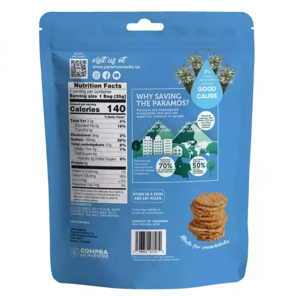 Good Chips by Paramo Snacks | Baked Cauliflower Cheese Crisps | 1.23 oz Snack   Vegetarian E.