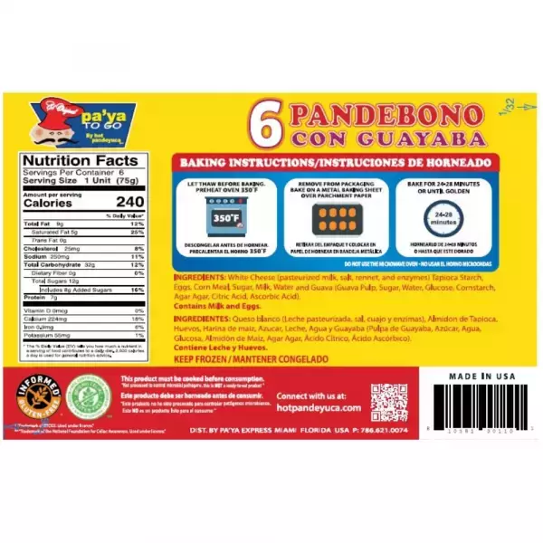 Hotpandeyuca | Pandebono Guayaba | Guava Yuca Cheese Bread   | 15.6 Oz 12x6 units  E.