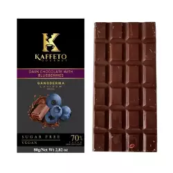 Kaffeto Chocolate Bar with Blueberries and Reishi/Organic/Vegan/Gluten Free/Egg Free/Soy Free