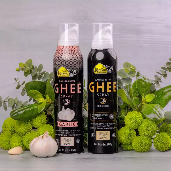 Karavansay Alimentos Naturales | Ghee spray | Pack of 2   Aluminium bottle x 10 oz E.