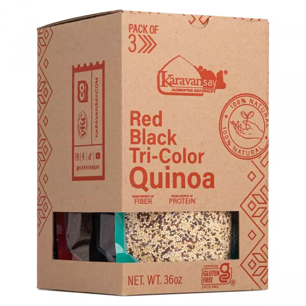 Karavansay Alimentos Naturales | Quinua Black, Red and Tricolor | Pack of three x 36 oz E.