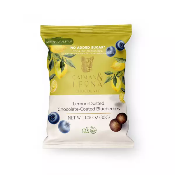 Lemon-dusted chocolate-coated blueberries - 1.05 oz - No Added Sugar - Vegan - Gluten Free