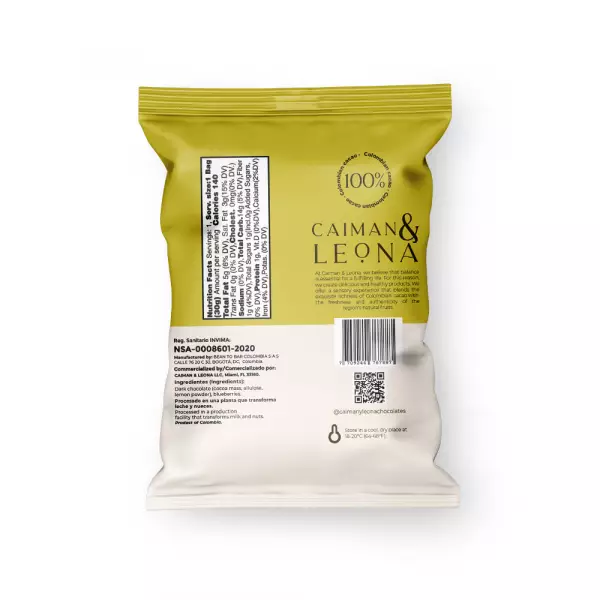Lemon-dusted chocolate-coated blueberries - 1.05 oz - No Added Sugar - Vegan - Gluten Free
