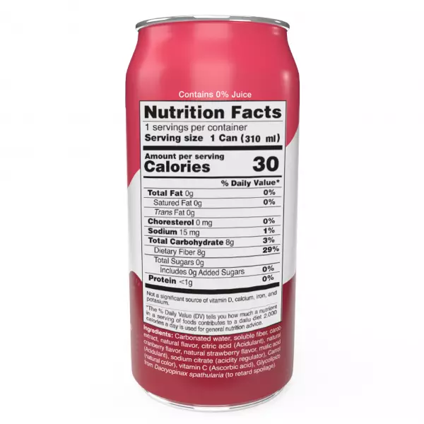 Lightly carbonated/Cranberry/Vegan/No Added Sugar/Low Calories / Not Sweeteners / Can / 10.5 fl oz E