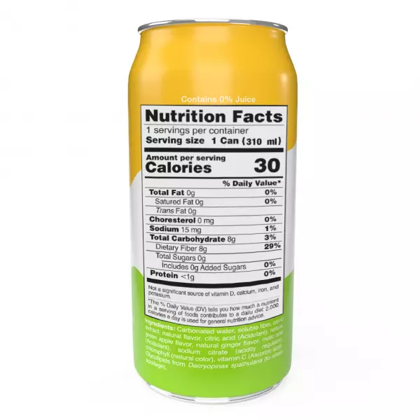 Lightly carbonated/Green Apple Ginger/Vegan/No Added Sugar/Low Calories/Not Sweetener/Can/10.5fl oz