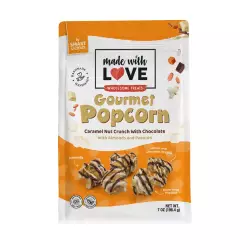Made With Love - Popcorn, Caramel Nut Crunch, almonds, peanuts and chocolate, 7oz, zip E