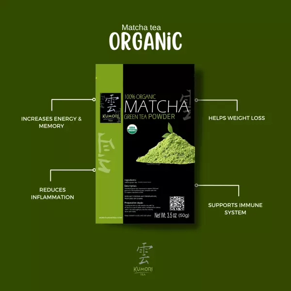 Matcha Tea - 1.76oz - 100% Organic - Green Tea - Vegan - Organic