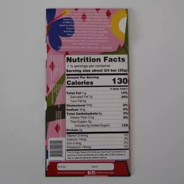 Milk Chocolate Bar - 55% Cacao with Coffee - 1.48 oz - Colombian Bean-to-Bar Chocolate