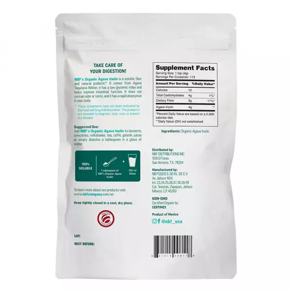 Organic Agave Inulin Powder - 1 lb