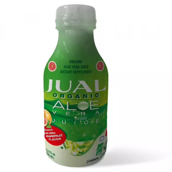 Organic Grapefruit Aloe Vera Juice - 16.7 oz - Vegan, Zero Sugar, Aloin/Gluten Free, Kosher.