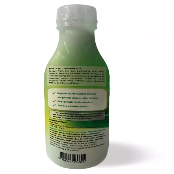 Organic Grapefruit Aloe Vera Juice - 16.7 oz - Vegan, Zero Sugar, Aloin/Gluten Free, Kosher.