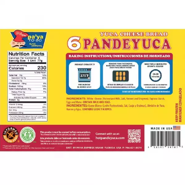 Pandeyuca / Yuca Cheese Roll Size Per Unit 15.6 Oz 12x6 units  E