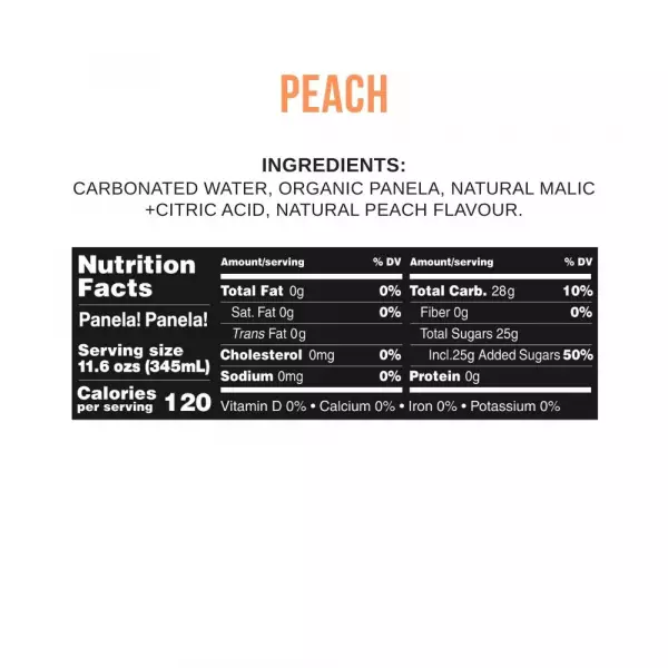 Panela!Panela! | Sparkling Superdrink, Peach |  12 fl oz. E.