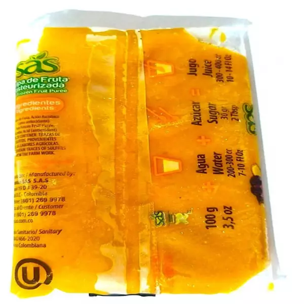 Pasteurized Mango Fruit Pulp - 35 oz (1.000gr) - Free Sugar - Kosher -  Easy Off E