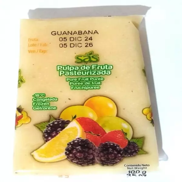Pasteurized Soursop Fruit Pulp - 35 oz (1.000gr) - Free Sugar - Kosher -  Easy Off E