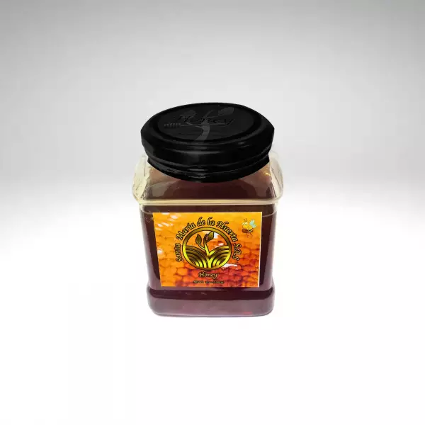 Pure bee honey. Square Plastic Jar - 32 oz