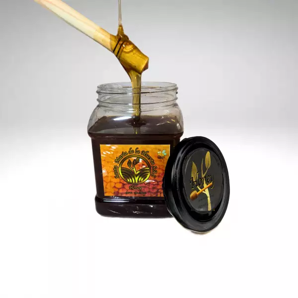 Pure bee honey. Square Plastic Jar - 32 oz