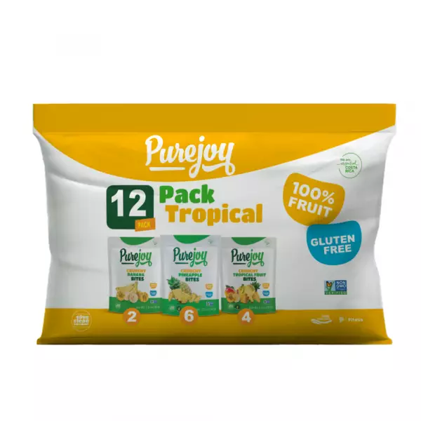 Pure Joy | 12 Pack Tropical Mix - 2 Banana, 6 Pineapple, 4 Tropical Fruit | 6 oz | 100% Fruit