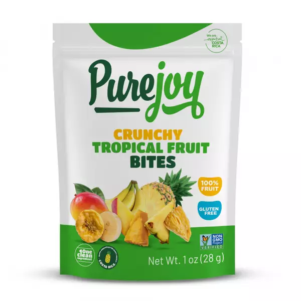 Pure Joy | Crunchy Tropical Fruit Bites-Pineapple,  Mango, Banana |1 oz |100% Fruit.