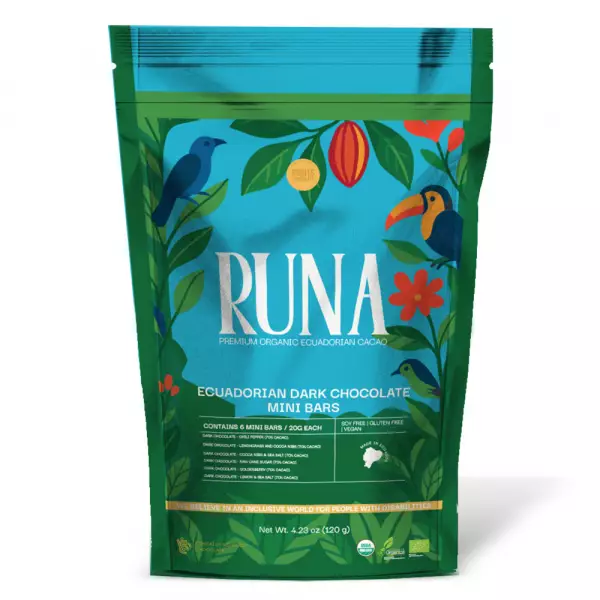 Runa Premium Organic Ecuadorian Cocoa Miniatures | Different flavors | Six Pack Bars | 4,23 oz