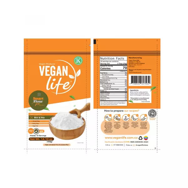 Smart Flour - Whole Grain Rice Flour and Yellow Pea Flour - Free from Allergens - Kosher.