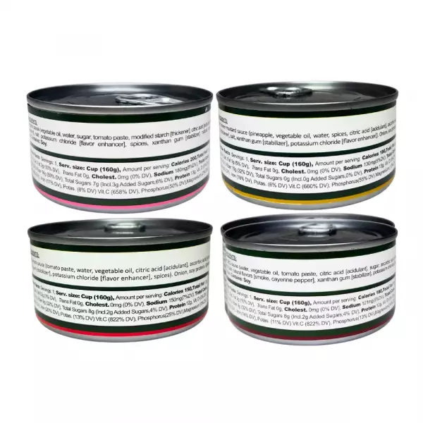 Soy Ceviche 4-Pack – Tomato, Thousand Island, BBQ and Honey Mustard – 5.64oz – Vegan E