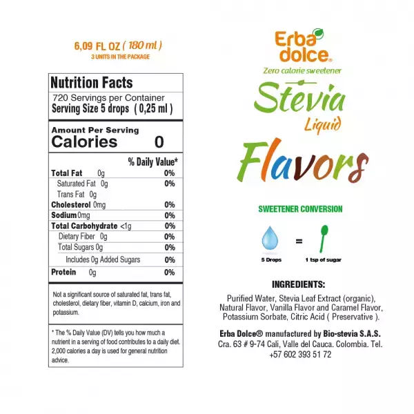 Stevia liquid sweetener pack of 3flavors.