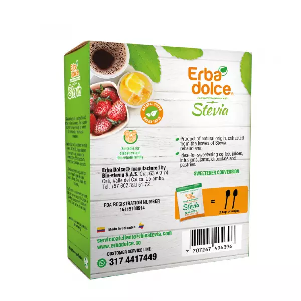 Stevia sweetener  Box 50 sachets x 1.0 g E.D