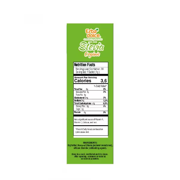 Stevia sweetener  Box 50 sachets x 1.0 g E.D