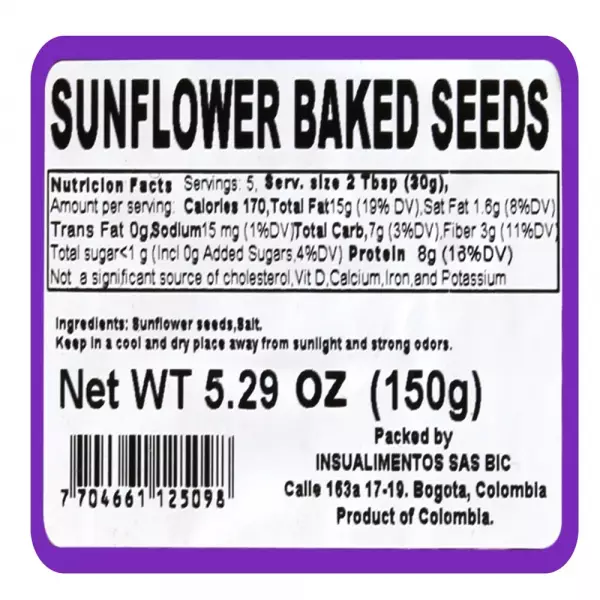 SUNFLOWER BAKED SEEDS - 5.29 oz