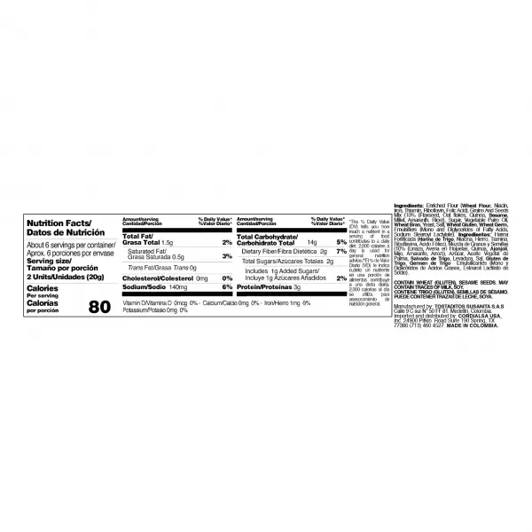 Susanita | Multigrain Toast | 4.4 Oz E.