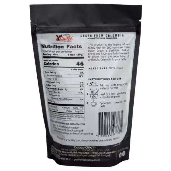 Traditional Cacao  100% - 8.82 oz - Pure Cacao - Vegan - No Added Sugars