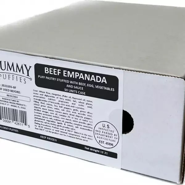 Yummy Puffies | Beef  Empanada Argentinian Stuffed With Chicken, Vegetables And Sauce Raw   | E.