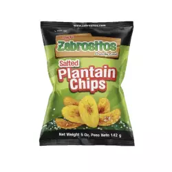 Zabrositos - Plantain Chips Salted 5 oz - Natural, Vegan, Gluten Free, No Trans Fat E