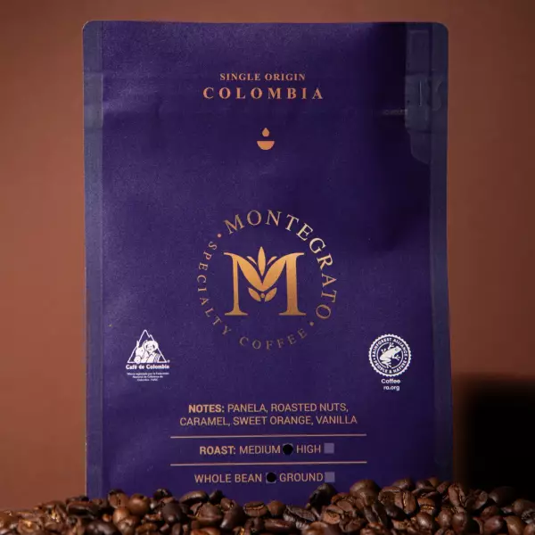 16 oz Whole Bean-Med Roast/Arabica Colombian Specialty Coffee-Rainforest Alliance cert.-Farm to Cup