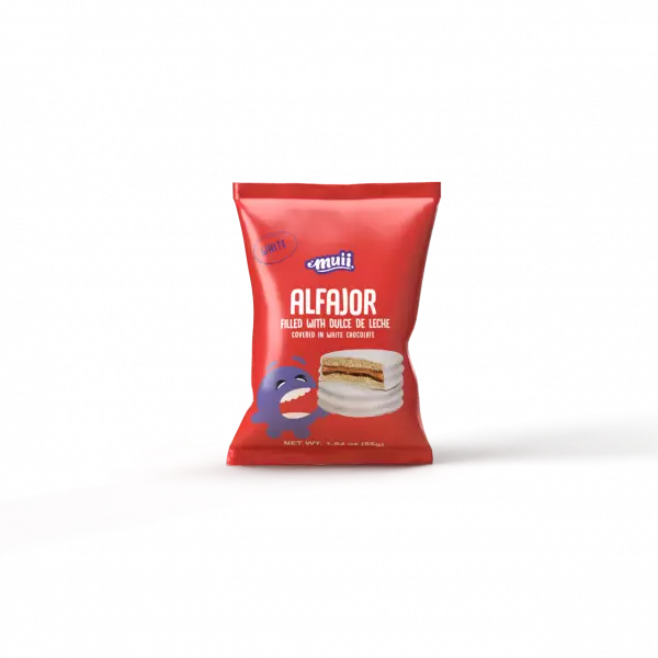 Alfajor filled with dulce de leche covered in white chocolate 55 g (1.94 oz) E